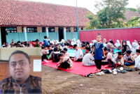 Di atas hamparan karpet di halaman sekolah, anak-anak gelar sajadah, melaksanakan solat dhuha berjamaah, tausiah dan murojaah ( Dok.Hariansumedang.com / Dody NSH )