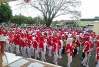 Kegiatan senam dan gerak jalan santai. Kamis, (14/8/ 2025 ) di depan kantor Kecamatan Conggeang ( Dok.Hariansumedang.com / Supriadi )