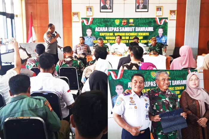 Lepas sambut dari Kapten Wawan Rahmat Senjaya selaku Danramil l009/Tomo yang lama kepada penggantinya Kapten Inf Ajis Jabir Danramil baru.