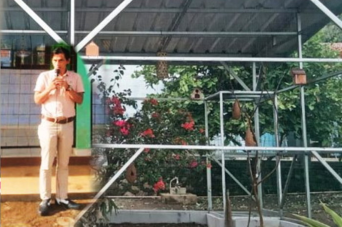 Aviary Kamadanu merupakan terobosan inovatif unik pertama yang dijalankan Kasek Deni Kurniawan setelah kepindahan tugasnya dari SMP Negeri 4 Pamulihan. ( Dok.Hariansumedang.com / Tstang )