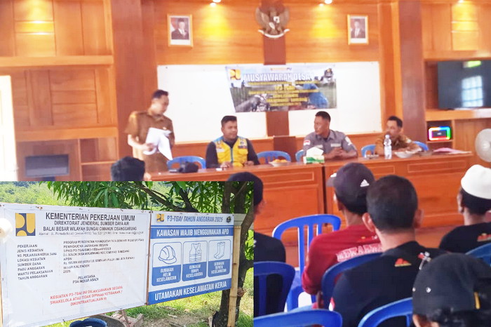 Kegiatan pembangunan proyek dilaksanakan secara swakelola dengan pagu anggaran Rp 195 juta untuk masa pekerjaan 90 hari kalender. ( Dok.Hariansumedang.com / Haris