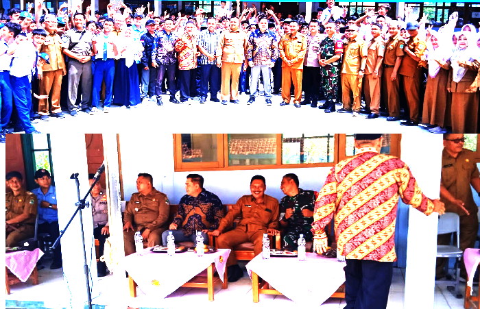 Foto bersama pada acara pembukaan Makan Bergizi Grstis di SMP Negeri 2 Dawuan Majalengka ( Dok.Hariansumedang.com / Haris )
