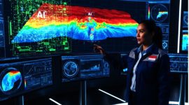 Visualisasi data seismik 3D yang kompleks, dengan algoritme AI yang menyoroti potensi cadangan minyak dan gas (aici-umg.com)