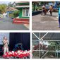 Dua foto atas tentang pengerjaan hotmik halaman depan sekolah, foto kiri bawah kunjungan Kadisdik ke SMPN 2 Rancakalong, foto bawah kanan bangunan aviary menambah asri sekolah