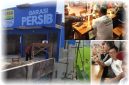 Garasi Persib di Desa Baginda Kecamatan Sumedang Selatan yang dibangun dengan dana besar (kiri). Para Bobotoh Kolot atau Boboko rutin bertemu untuk membicarakan pendukungan Persib ( Dok.hariansumedang.com / Tatang Tarmedi )
