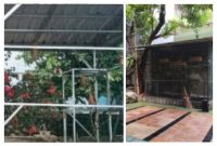 Aviary milik SMP Negeri 2 Rancakalong (kiri) dan aviary milik SDIT Miftahul Ulum Cinere Depok (kanan)
