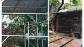 Aviary milik SMP Negeri 2 Rancakalong (kiri) dan aviary milik SDIT Miftahul Ulum Cinere Depok (kanan)