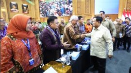 Presiden Prabowo saat menutup acara Sarasehan Kebangsaan Konvensi Sains, Teknologi, dan Industri Indonesia di Jakarta Convention Center  (Badan Komunikasi Pemerintah (Bakom) RI)