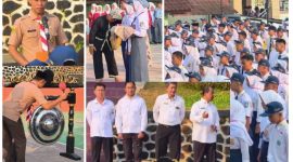 Beberapa dokumentasi acara MPLS hari pertama di SMAN Jatinunggal yang sederhana namun bermakna ( Dok. Harian Sumedang / Tatang )