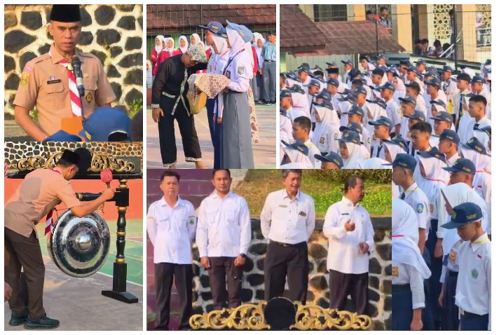 Beberapa dokumentasi acara MPLS hari pertama di SMAN Jatinunggal yang sederhana namun bermakna ( Dok. Harian Sumedang / Tatang )
