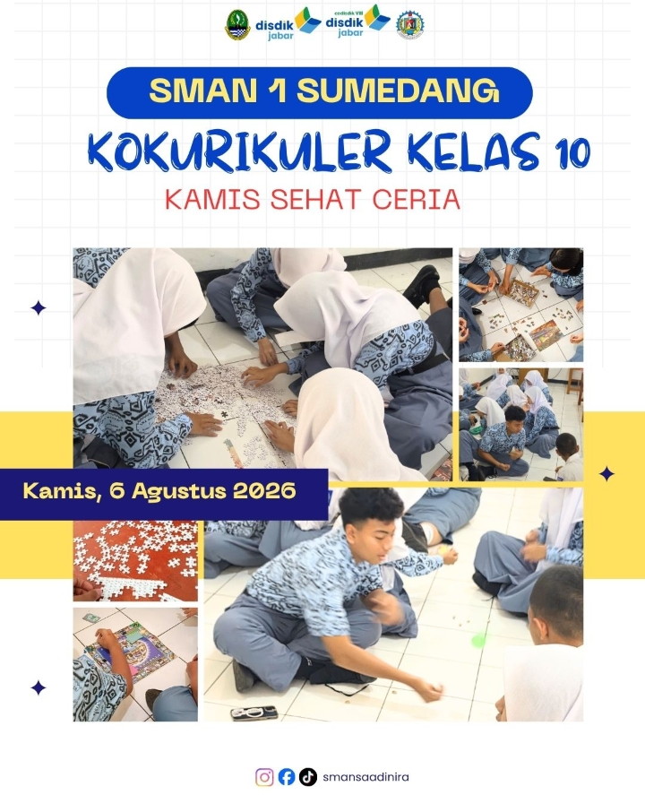 Salah satu status WA-nya yang masih tayang hingga 7 Agustus 2026 memperlihatkan para siswa mengenakan seragam batik sekolah/seragam khas Jawa Barat sedang melakukan berbagai aktivitas permainan interaktif bersama di lantai kelas, seperti: Menyusun Puzzle: Beberapa siswa terlihat bekerja sama memilah dan menyusun potongan-potongan puzzle. Permainan Papan & Edukatif: Terlihat aktivitas bermain papan (board game) serta permainan kebersamaan lainnya untuk melatih kerja sama tim, kesabaran, dan ketangkasan.

