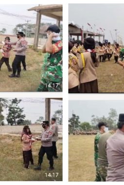 Koramil dan Polsek di Pamulihan-Sumedang Bagikan Ratusan Masker Antisipasi Debu dan Cuaca Ekstrem