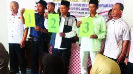 Ketua Panitia Pilkades, Maman Suherman, mengumumkan hasil pengundian nomor urut calon kepala desa secara resmi:

Nomor Urut 1: Warno (49), warga Dusun Citunggul.

Nomor Urut 2: Tohli, S.Pd. (60), warga Bandung.

Nomor Urut 3: Arli (61), warga Dusun Sukamulya.