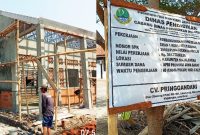 Pelaksana Lapangan CV Pringgandani, Ahmad Rijal Fauzi, menyampaikan bahwa pengerjaan fasilitas pendidikan memiliki nilai tanggung jawab moral yang besar. ( Dok. Harian Sumedang Online / Abdul Haris )